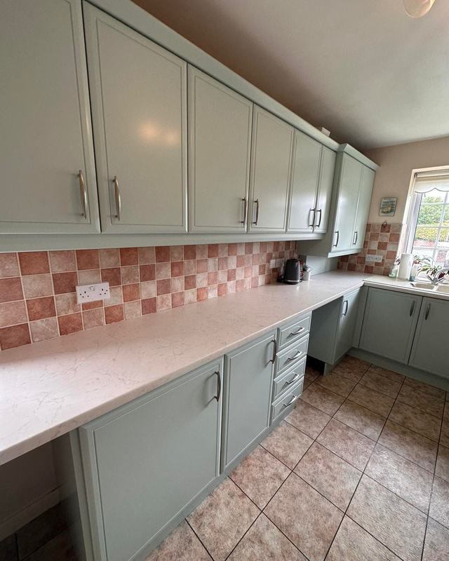 The same kitchen hand painted sage