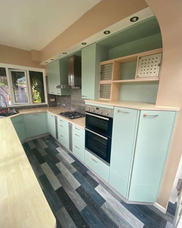 Kitchen hand painted mint green